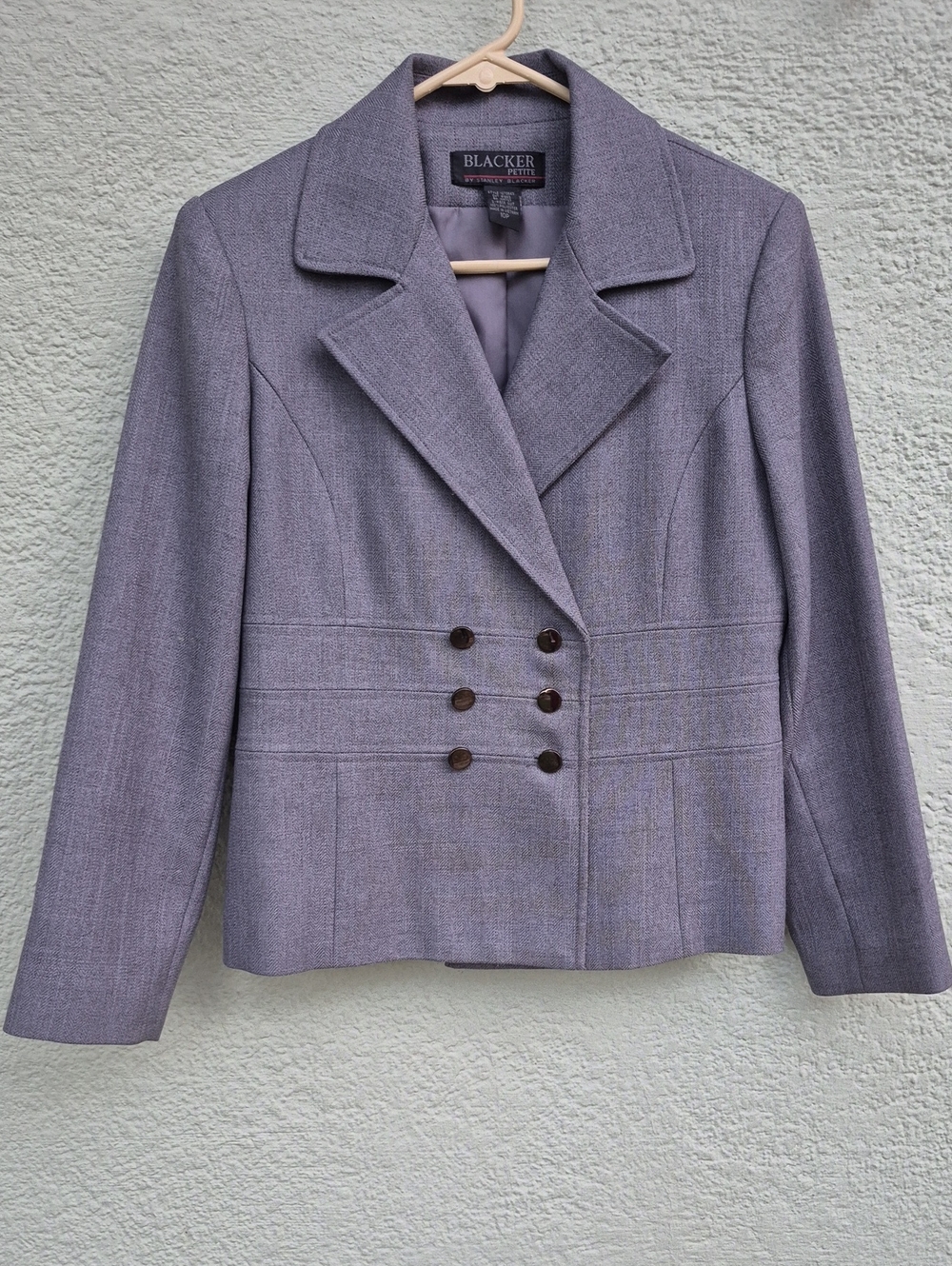 Blacker Petites by Stanley Blacker Ladies Gray Double Breasted Luxe Blazer - Picture 1 of 9